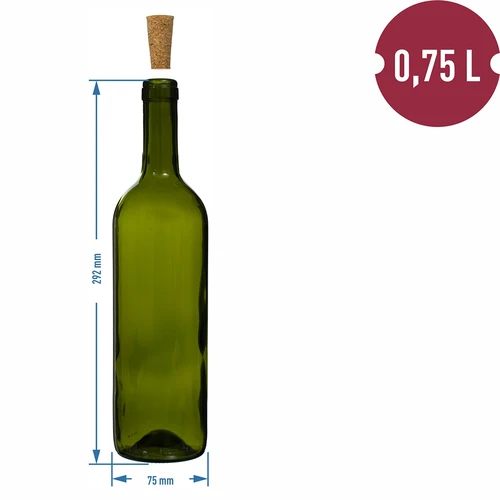Olivna boca za vino 0,75 L - paket 8 kom. - 6