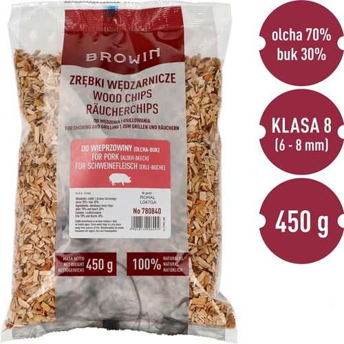Drvene sječke za dimljenje/roštiljanje 70% joha + 30% bukva, 450 g, kl. 8 - 3