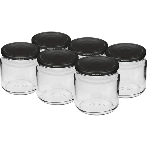 Staklenka 212ml fi66/4 s crnim poklopcem 6 kom.