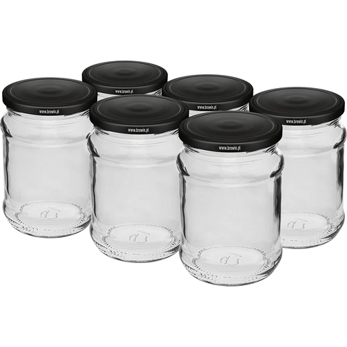 Staklenka 250 ml fi 66/4 crni poklopac - 6 kom.