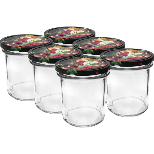 Staklenka 350 ml s obojenim poklopcem - 6 kom.