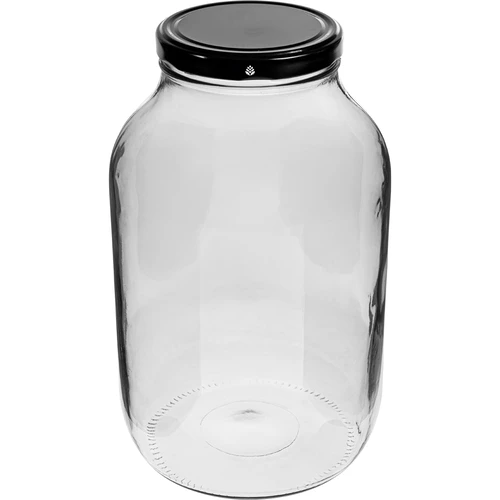 Staklenka 4L s crnim poklopcem ø 100