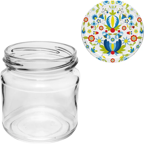 Staklenka kapaciteta 212 ml, s raznobojnim poklopcima ø 66. - 9