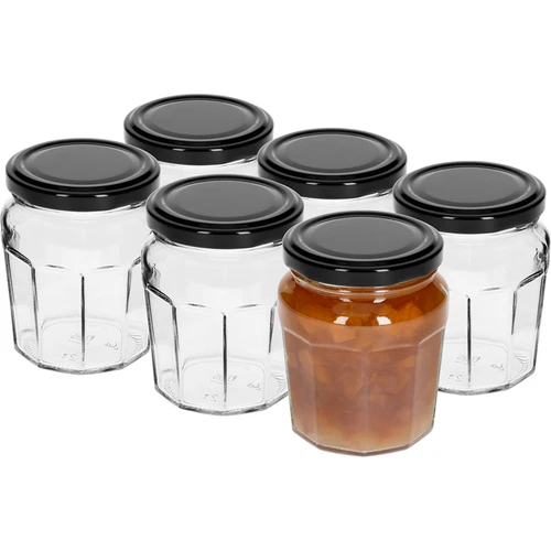 Staklenka Konfitura 230ml s crnim poklopcem fi63/4 - 6 kom - 2