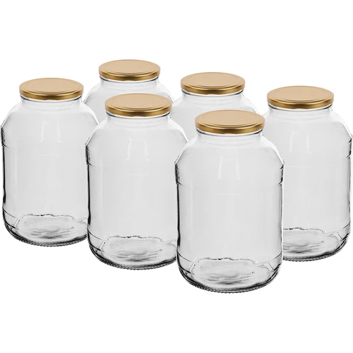 Staklenka TO 2L s zlatnim poklopcem fi82/6 - 6 kom.