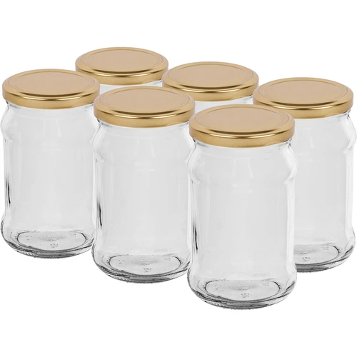 Staklenka TO 300 ml sa zlatnim poklopcem fi 66 - 6 kom.