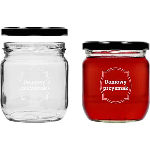 Staklenka TO 425ml s tiskom „Domaća poslastica” i crnim poklopcem fi 82 - 3 kom. - 4