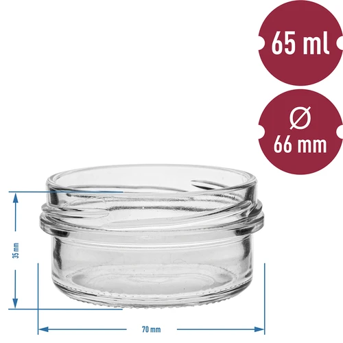 Staklenka TO 65 ml s obojenim poklopcem fi66 - 6 kom. - 6