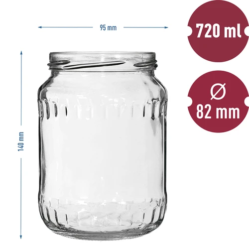 Staklenka TO 720 ml s poklopcem u boji fi 82/6 - 6 kom. - 6