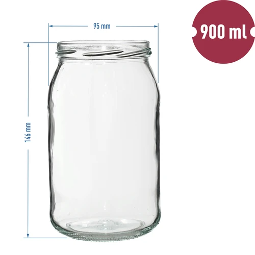 Staklenka TO 900 ml s poklopcem u boji fi82/6 - 6 kom. - 2
