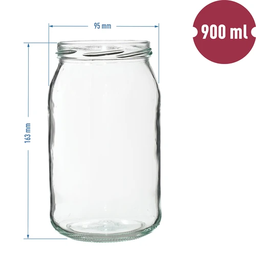 Staklenka TO 900 ml s zlatnim poklopcem fi 82/6 - 6 kom. - 8