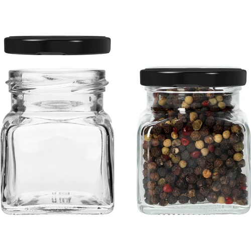 Staklenka twist off 120ml - Četiri kuta fi 53 s crnim poklopcem, 6 kom - 4