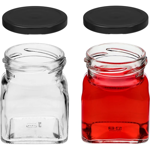 Staklenka twist off 120ml - Četiri kuta fi 53 s crnim poklopcem, 6 kom - 5