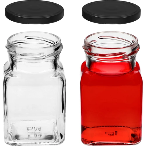 Staklenka twist off 150ml Četiri kuta fi 53 s crnim poklopcem, 6 kom. - 5