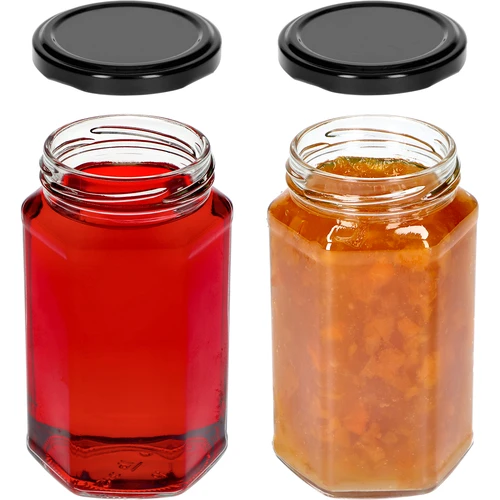 Staklenka twist off 385ml s crnim poklopcem fi 63, 6 kom. - 5