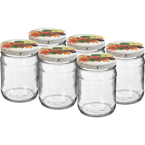 Staklenka twist off 500 ml s šarenim poklopcem fi82/6 - 6 kom.