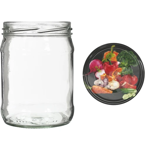 Staklenka twist off 500 ml s šarenim poklopcem fi82/6 - 6 kom. - 6