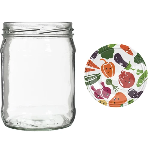 Staklenka twist off 500 ml s šarenim poklopcem fi82/6 - 6 kom. - 5