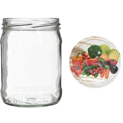Staklenka twist off 500 ml s šarenim poklopcem fi82/6 - 6 kom. - 9