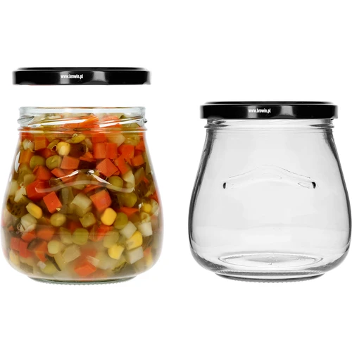 Staklenka twist-off 500ml "Obrnuta Amfora" s crnim poklopcem fi 82/6, 6 kom. - 6