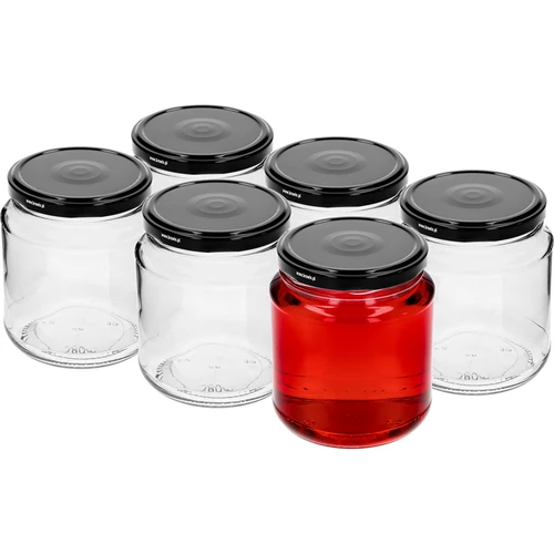 Staklenka twist-off, debeljko 580ml s crnim poklopcem fi 82/6, 6 kom. - 2
