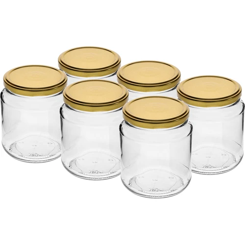 Staklenka twist-off, debeljko 580ml sa zlatnim poklopcem fi82/6, 6 kom.