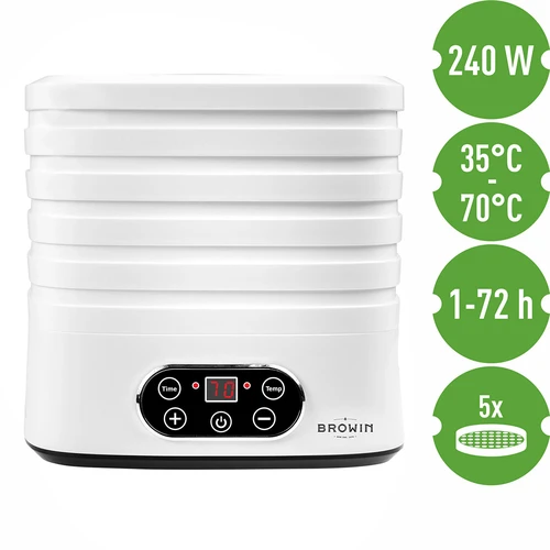 Sušilica za gljive, voće, povrće i bilje s regulacijom temperature, 240W, bijela - 9