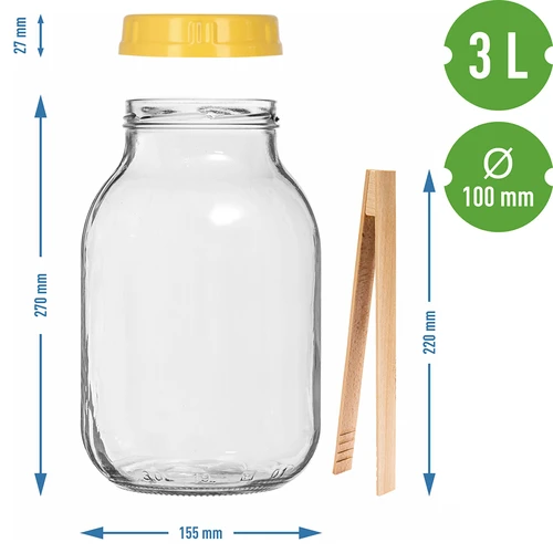 Tegla twist-off 3 L, hvataljke i poklopac od plastike fi 100, s ručkom - 7