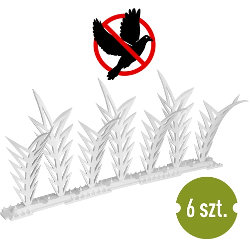 Trake sa šiljcima za odstranjivanje ptica, ukrasne, bijele - od plastike, 6 kom.